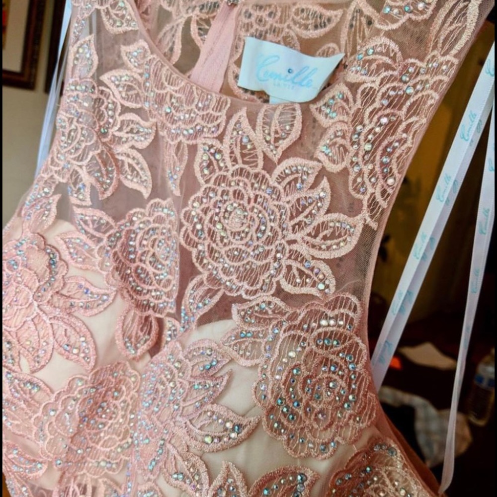 Rose Pink Two-piece Embroidered Prom Dress